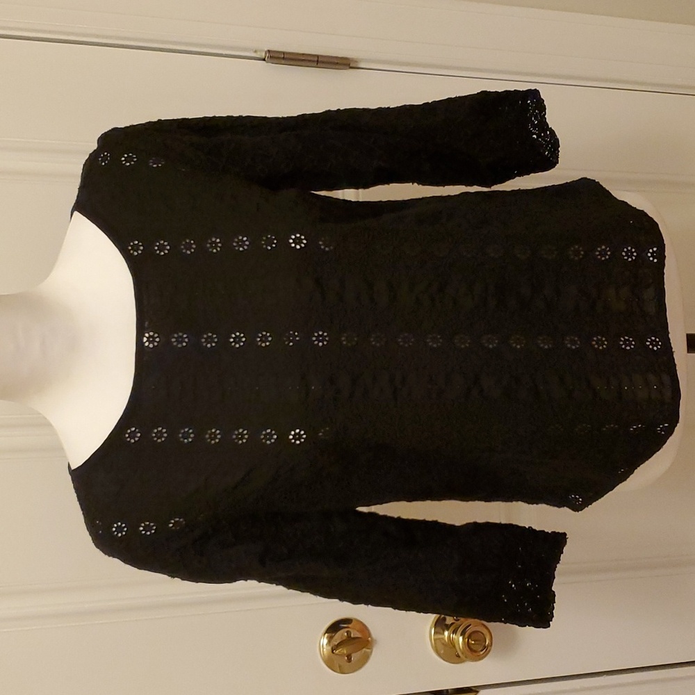Black Eyelet 3/4 Sleeve Top